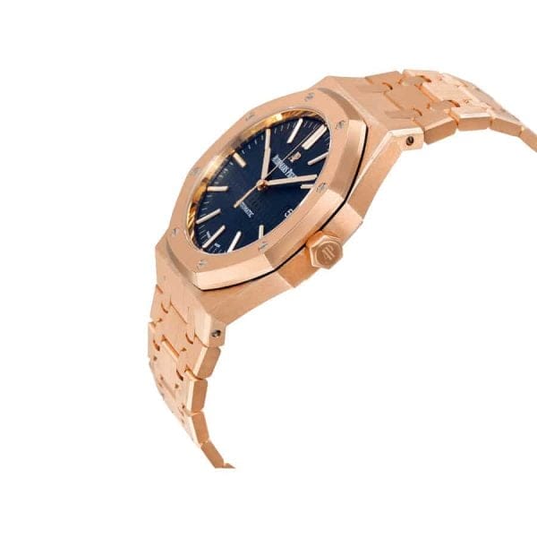 audemars piguet royal oak pink gold blue dial replica 2