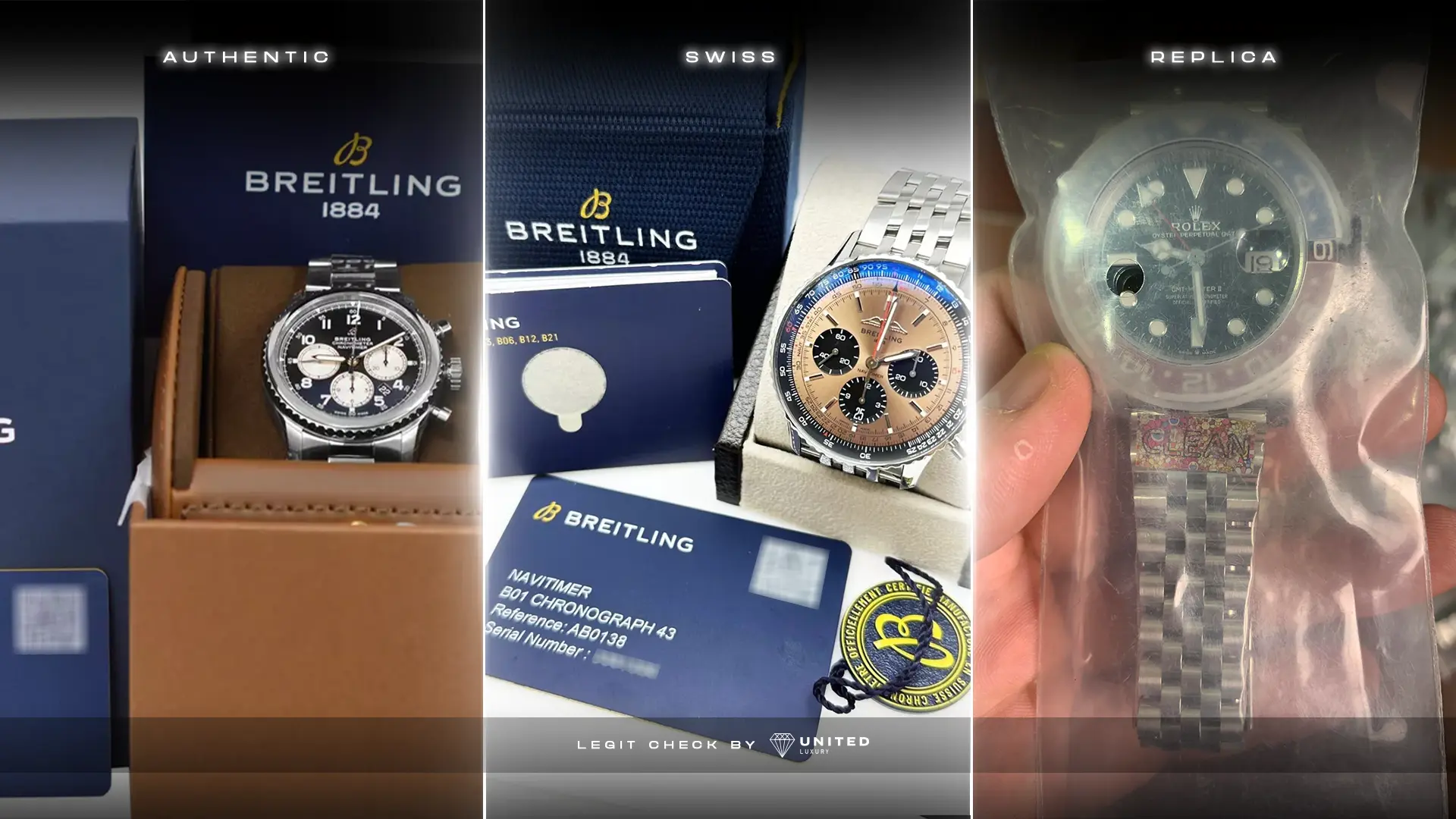 breitling authentic, swiss, replica watch product packaging