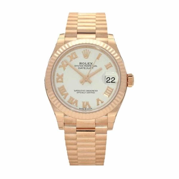rolex datejust 278275 31mm midsize rose gold white dial