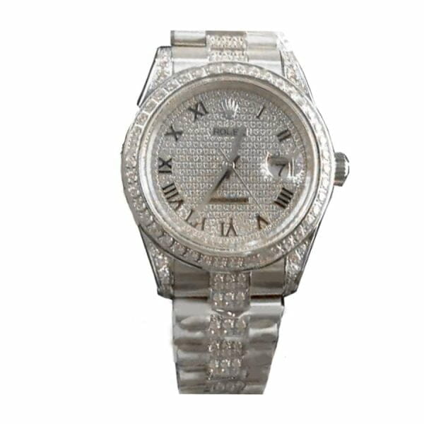 rolex datejust white diamond dial iced out replica