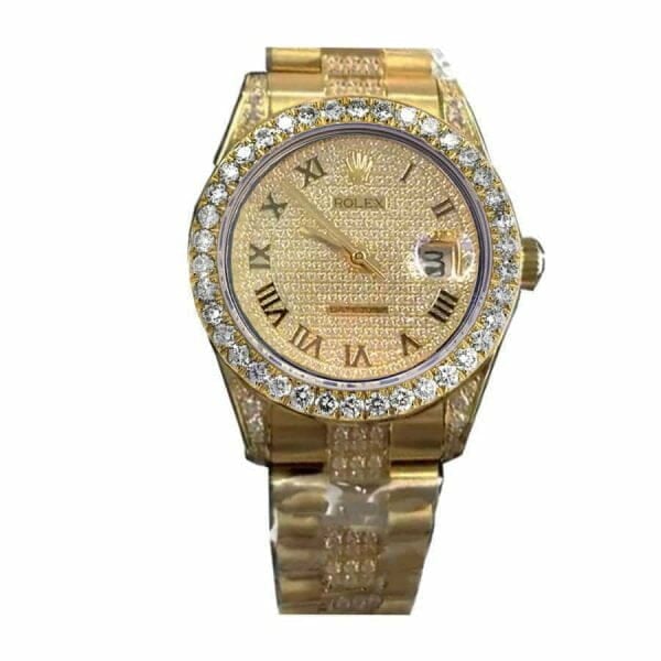 rolex datejust yellow gold diamond dial iced out 116623 replica 4