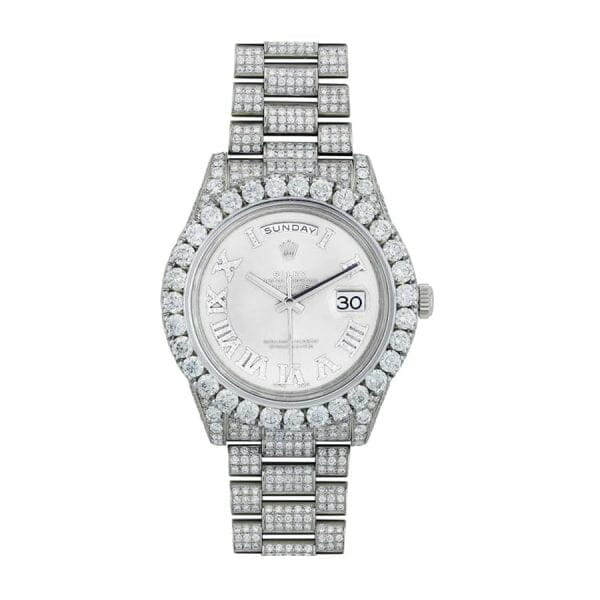 rolex-day-date-2-ii-president-white-gold-diamond-218239-white-dial-replica