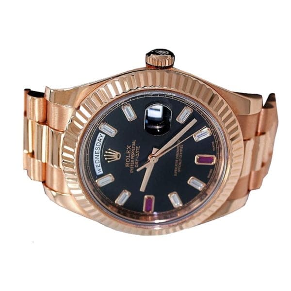 rolex day date ii 218235 kw rose gold black dial