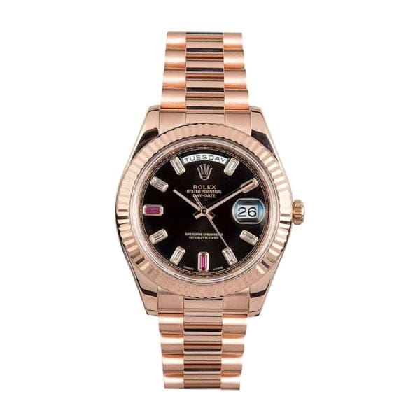 rolex day date ii 218235 kw rose gold black dial rep